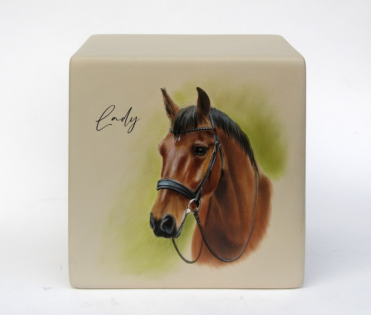 Portraiturne mit Bild Ihres Pferdes in Würfelform