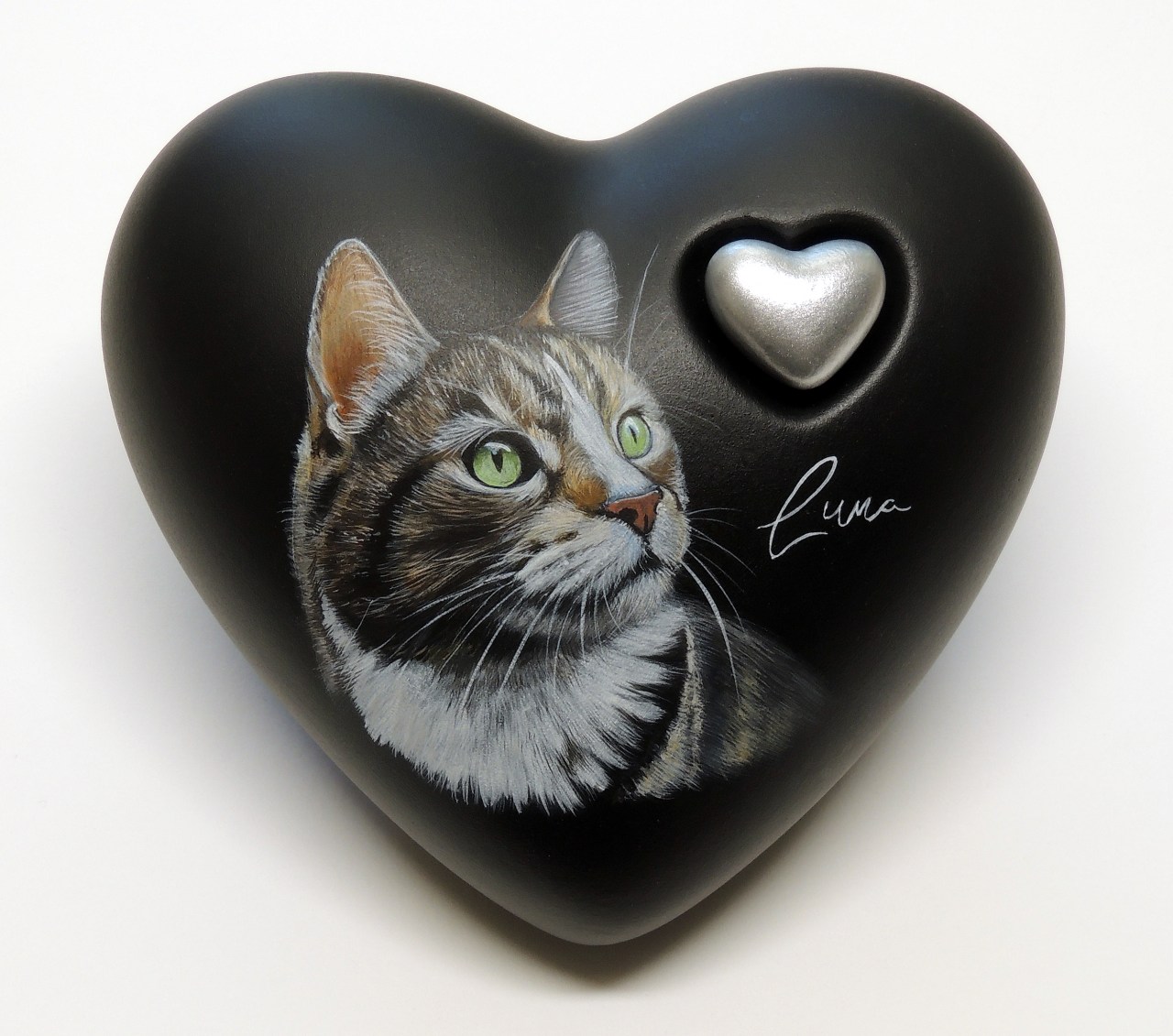 Katzenurne mit Bild Ihres Tieres in Herzform - Premiumqualität