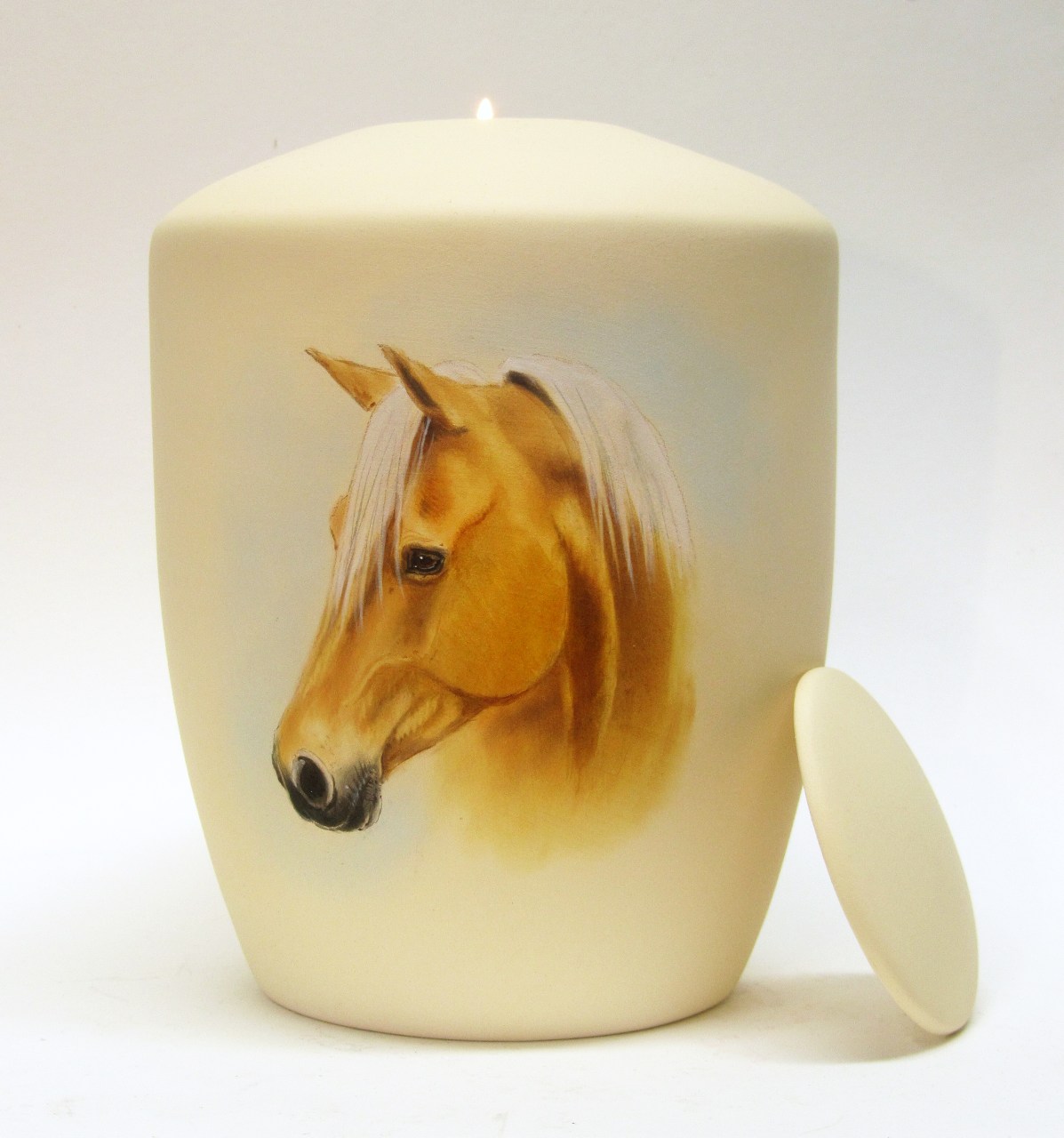 Portraiturne mit Bild Ihres Pferdes mit Teelichteinsatz